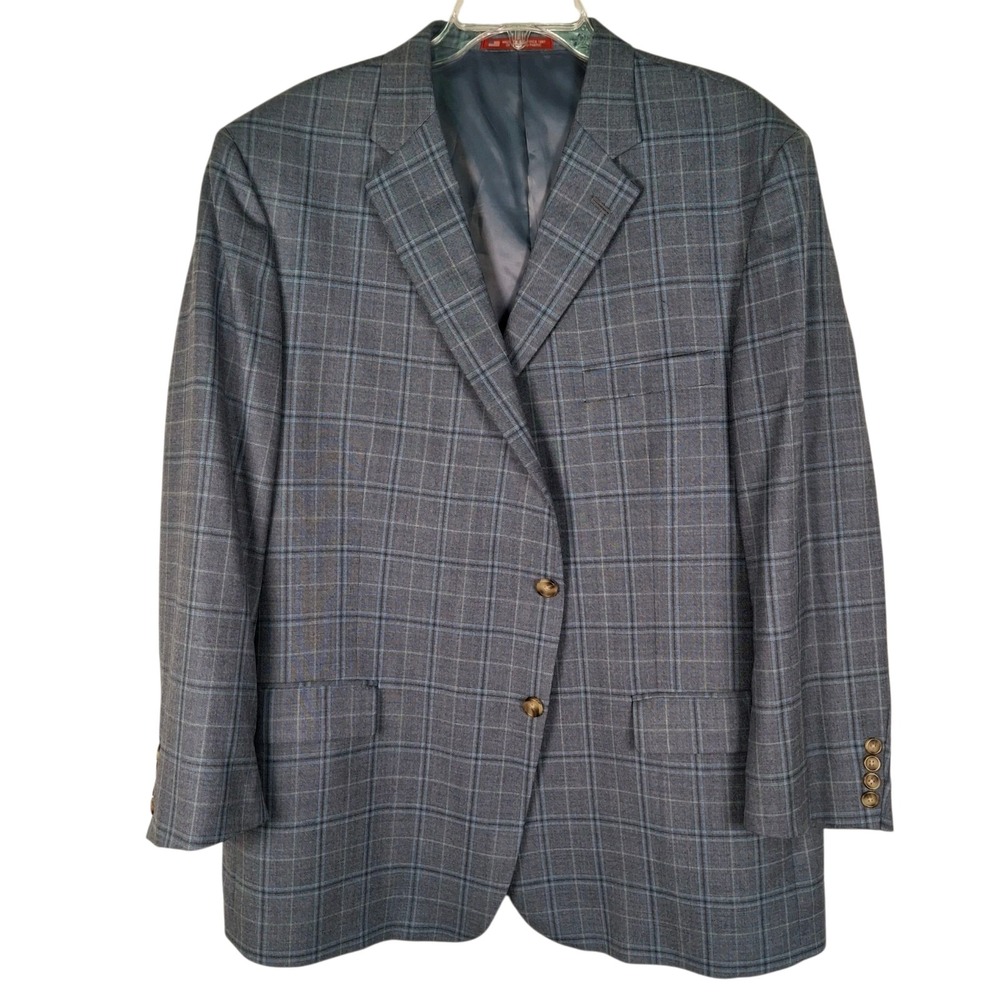 Lauren Ralph Lauren Suit Jacket Men's 46L Plaid Silk Wool Sport Coat New